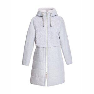 NEW Maximilian Size L Women's Pieced Wool and Shearling Jacket - Snow White
